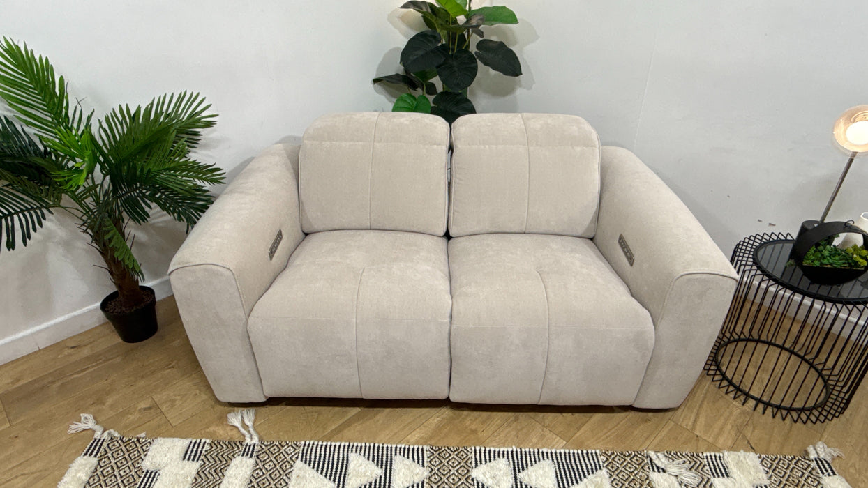 Sofology Riviera Fabric 2 Seater Power Recliner/Headrest in Relaxed Chenille Cotton
