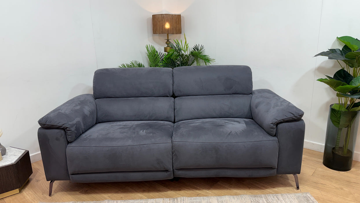 Sofology Fratelli Fabric 2.5 Seater Power Recliner/Headrest in Lifestyle Nubuck Feel Charcoal