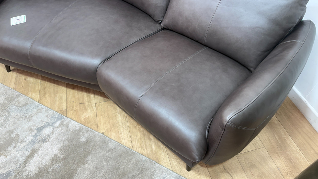 Sofology Adler Leather Asymmetric 3 Seater in Relaxed Soft Black Coffee