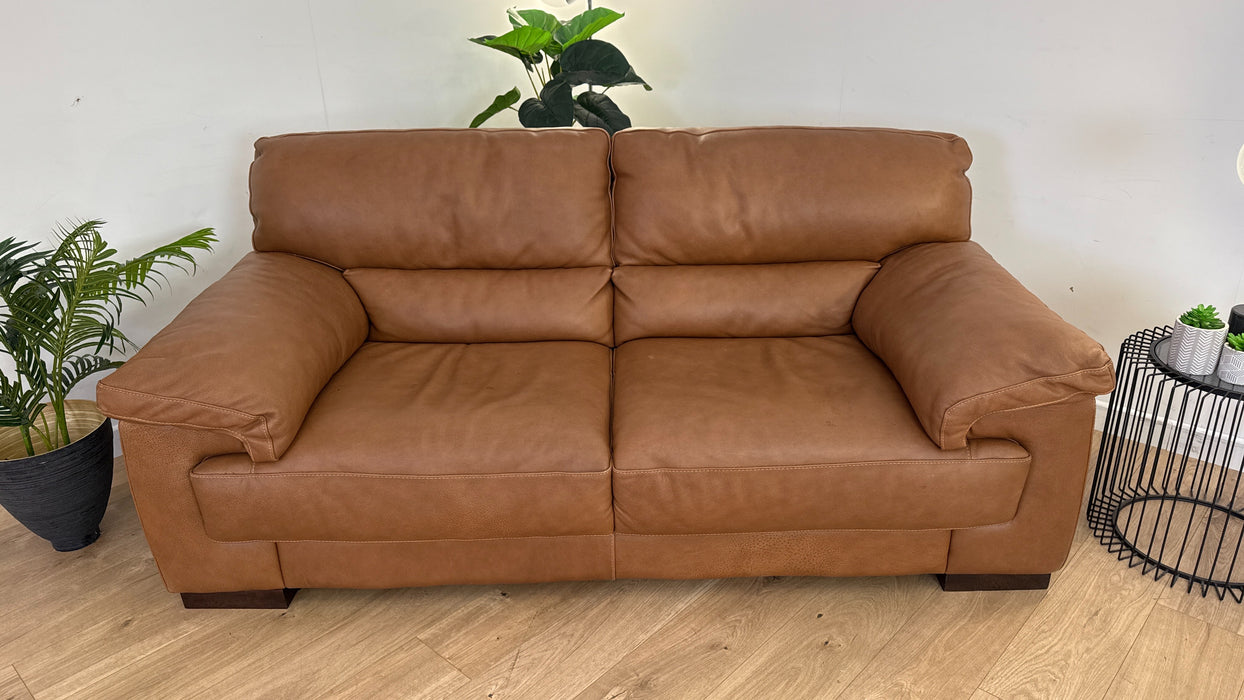 Santino 2 Seater - Leather Sofa - Apollo Tan