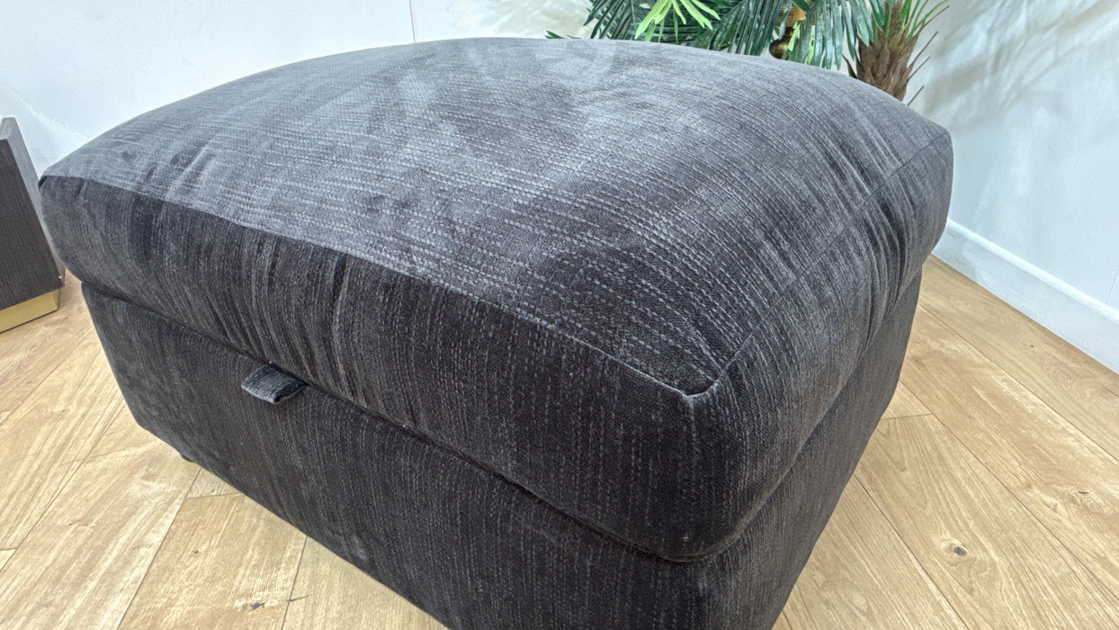 Sofology Moderna Fabric Storage Footstool Extra Flex Interior in Soft Slub Chenille Anthracite