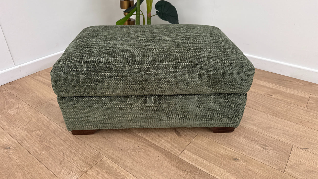 Sofology Tallulah Fabric Storage Footstool in Basketweave Chenille Forest Green
