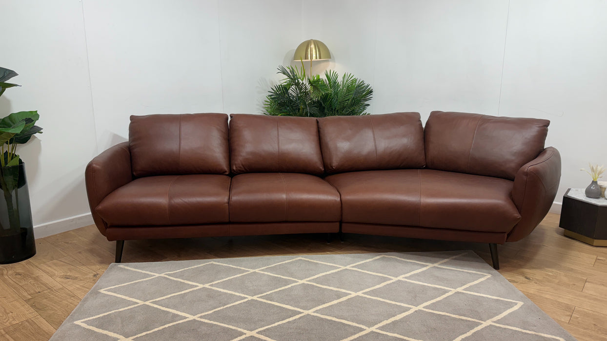 Sofology Adler Leather 4 Seater Asymmetric in Relaxed Soft Brown