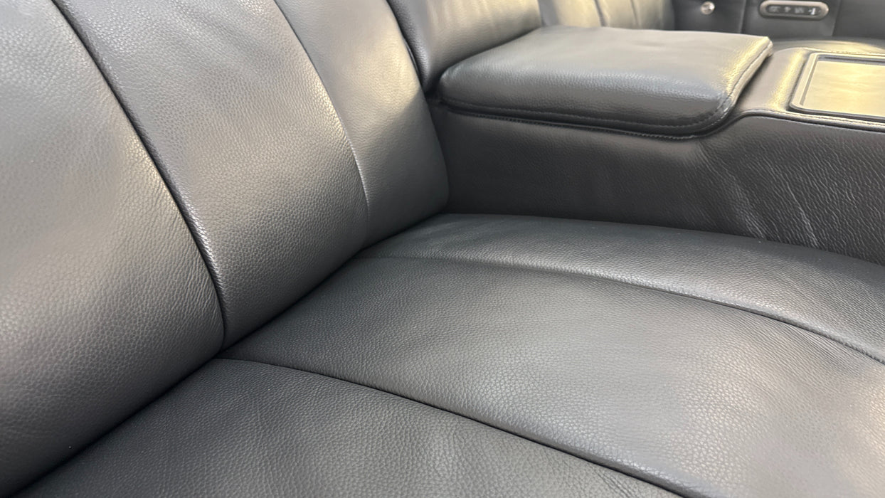 Sofology The Paramount 2.5 Seater Recliner Sofa Console in Trusty Embossed Leather Jet Black