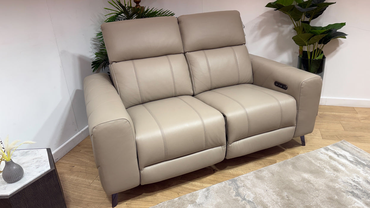 Sofology Allure Leather 2 Seater Power Recliner/Headrest in Trusty Embossed Stone