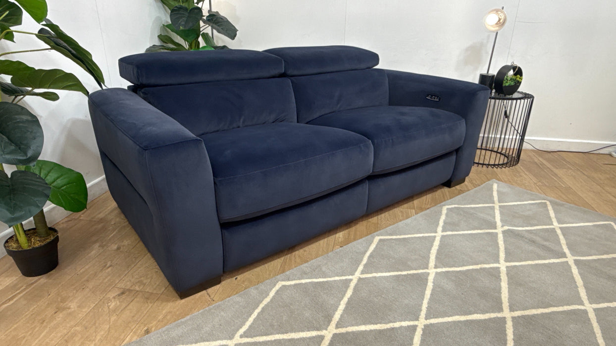 Sofology Metropolitan Fabric 3 Seater Power Recliner in Lifestyle Mottled Navy Blue