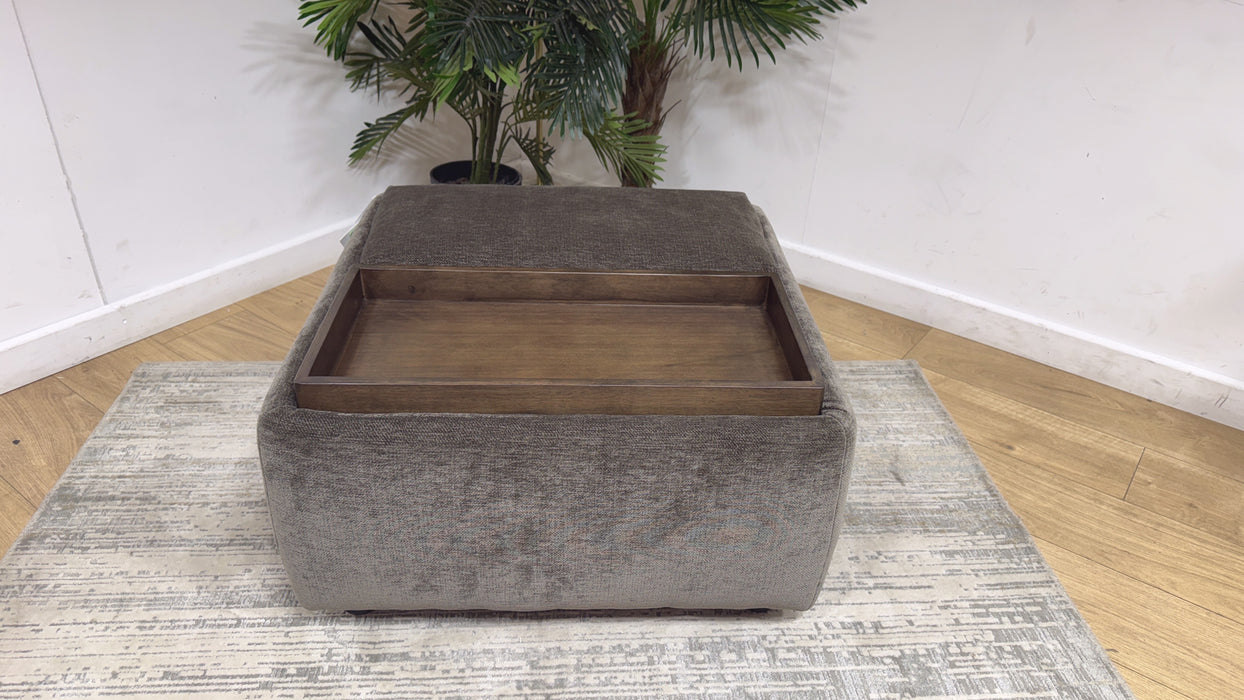 Sofology Rowen Designer Footstool in Luxury Deep-Pile Chenille Mole All Over