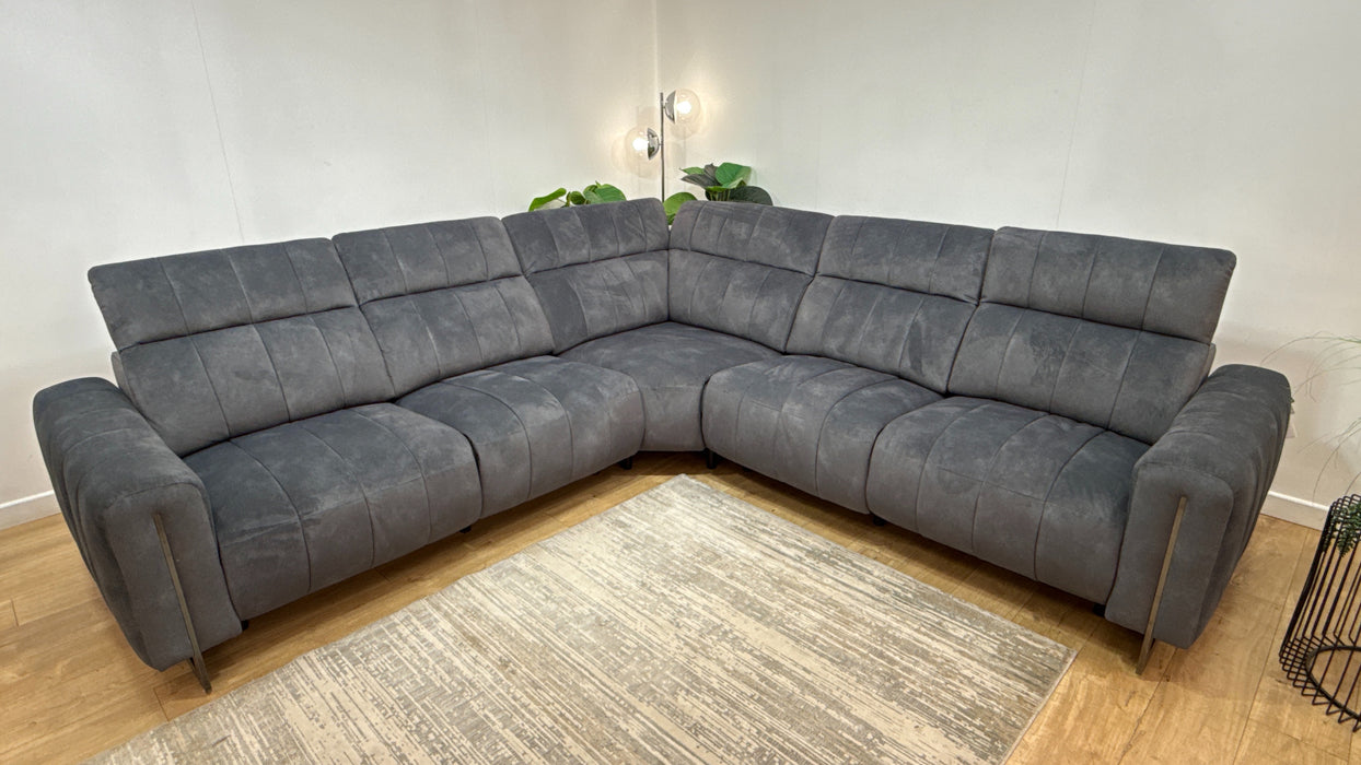 Sofology Paramount Fabric 3 Corner 3 Power Recliner/Headrest in Lifestyle Flecked Charcoal