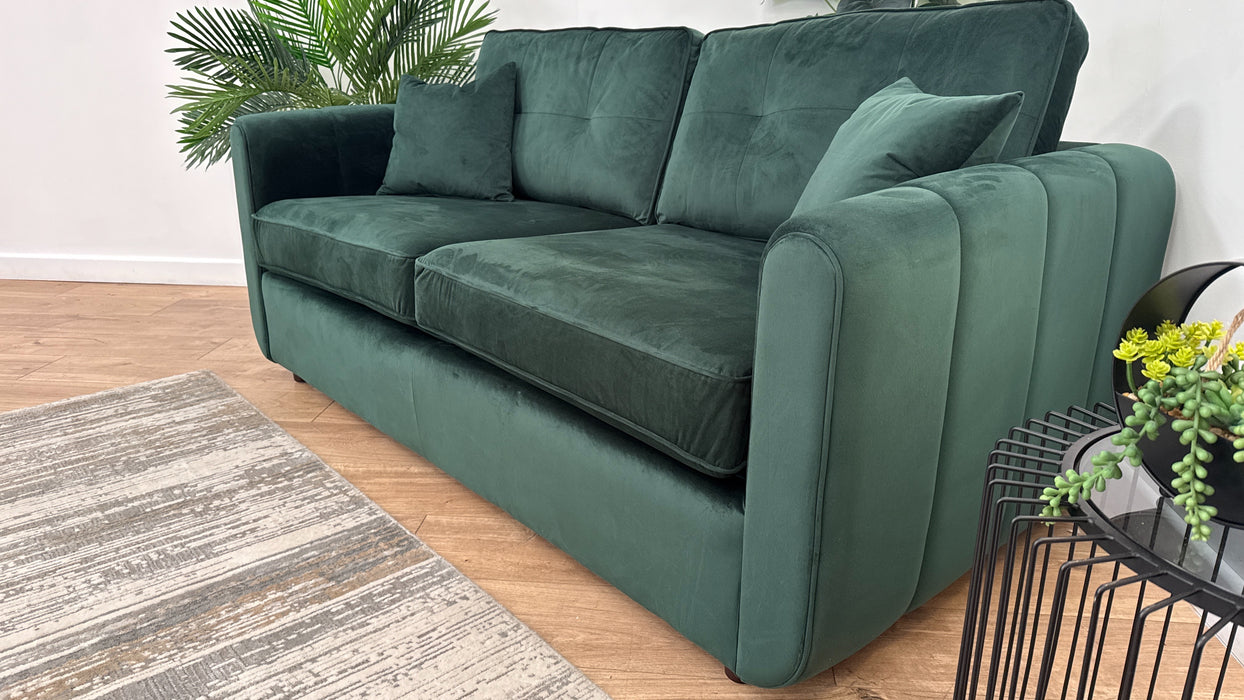 Sofology Islington Fabric 3 Seater Hypnos Deluxe Sofa Bed in Sleek Green