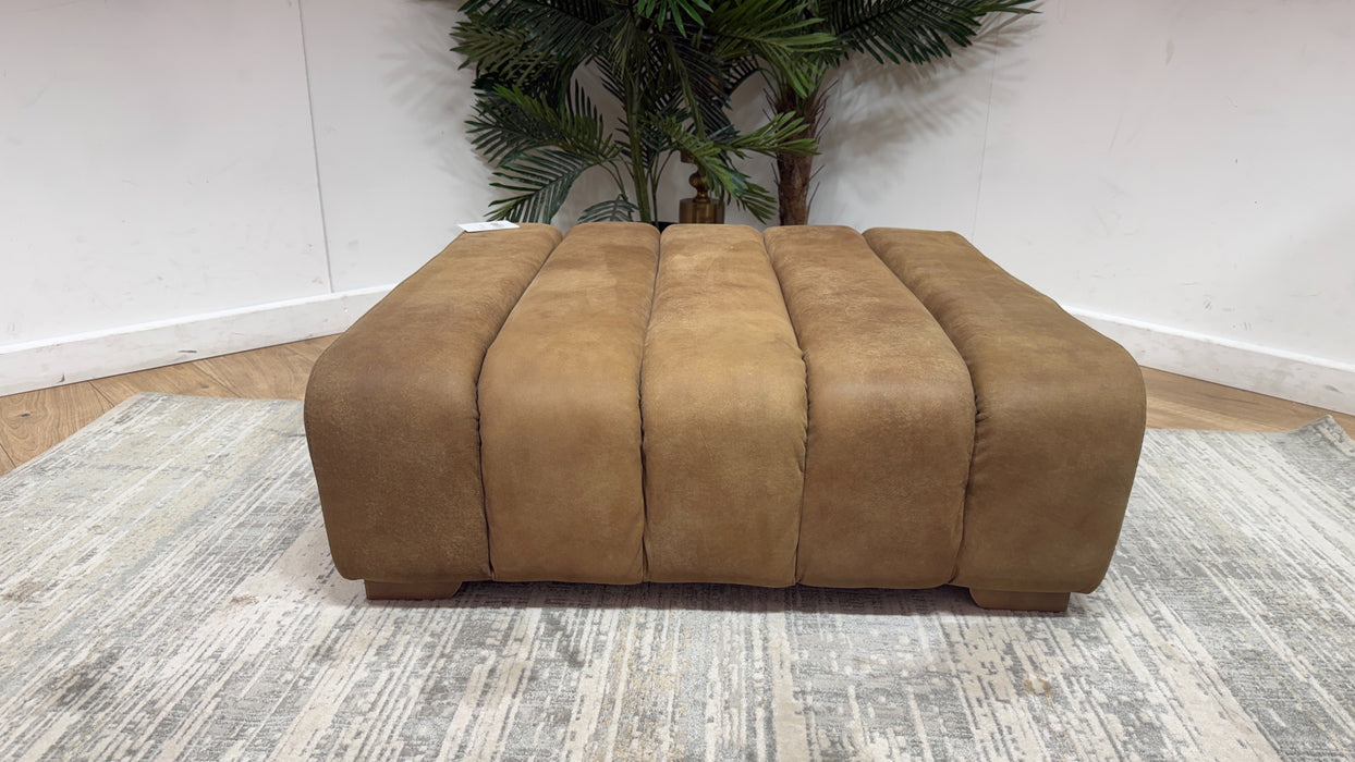 Sofology Downtown Leather Designer Footstool in Character Tan