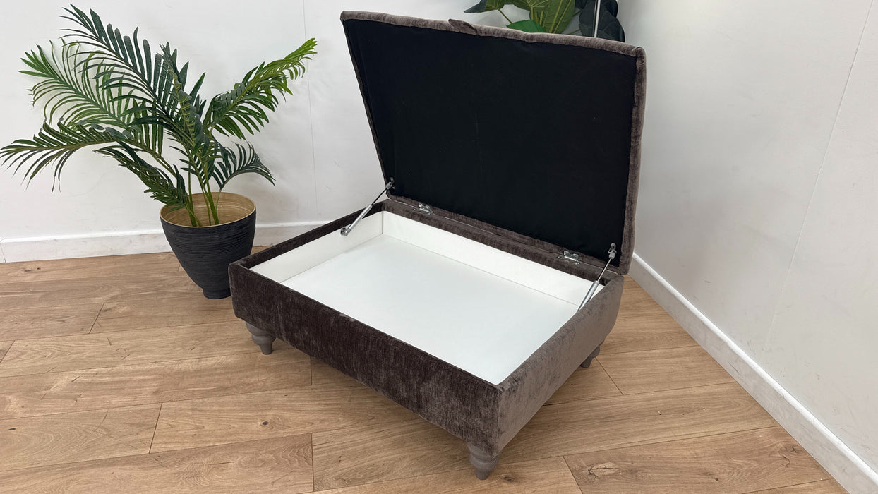 Sofology Highgrove Fabric Storage Footstool in Mole All Over