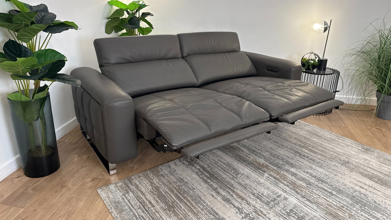 Sofology Marvella Leather 2.5 Power Recliner/Headrest in Trusty Sheen Storm