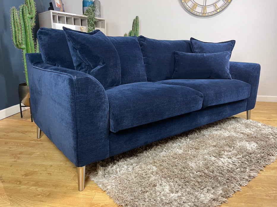 Mayfair 3 Seater Soft Chenille Navy All Over Fabric (WA2)