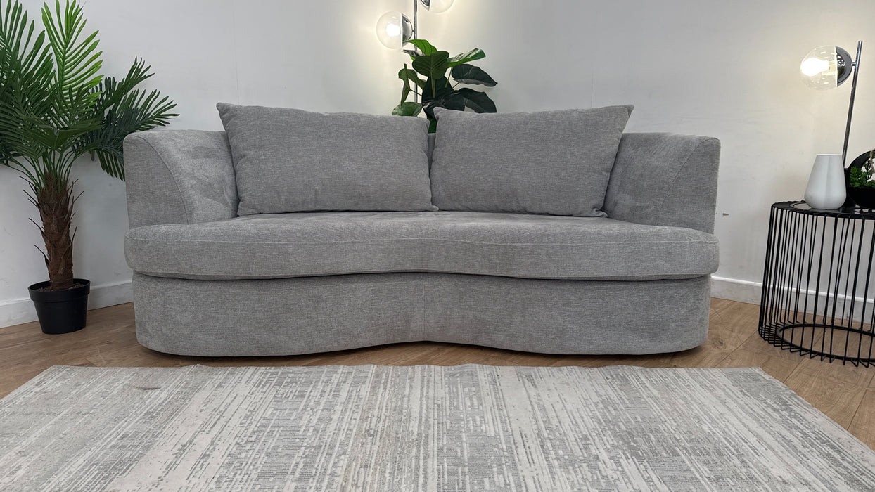 Sofology Chloe Fabric 3 Seater Full Back in Linen Look Chenille Grey Mix