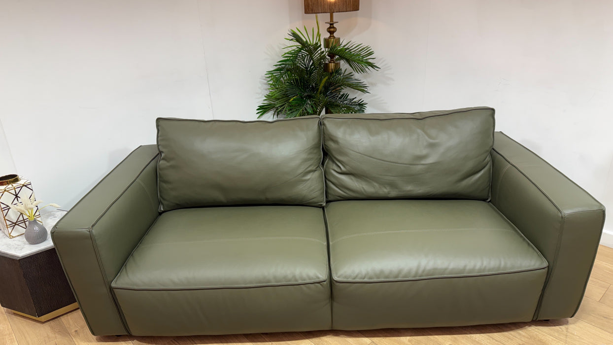 Sofology Palazzo Leather 3 Seater without Trim in Trusty Matt Olive