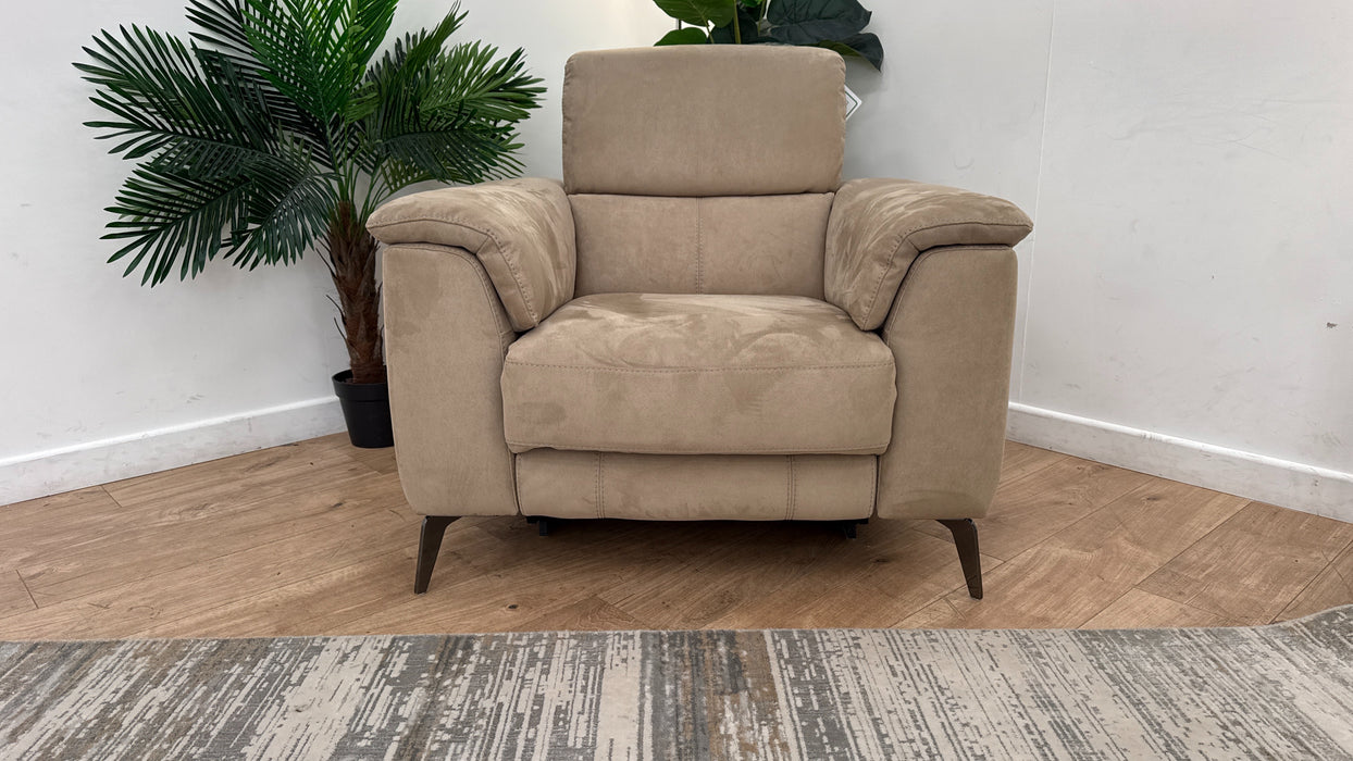 Sofology Illinois Fabric Chair Power Recliner/Headrest in Lifestyle Textured Taupe