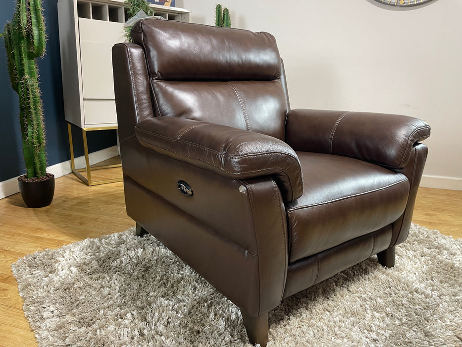 Lucca Metz Dark Brown Leather Chair Power Recliner (WA2)