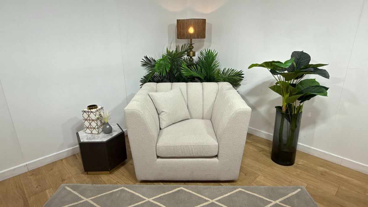 Sofology Downtown Fabric Swivel Chair in Boucle Linen