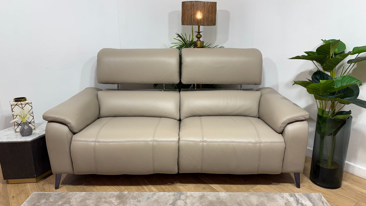 Sofology Bailey Leather 2.5 Seater Power Recliner/Headrest in Trusty Embossed Stone