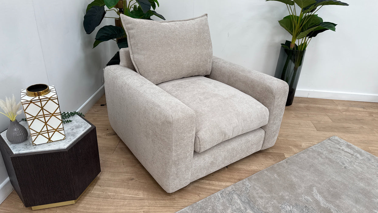 Sofology Haven Fabric Chair Full Back Fibre/Foam Seats in Cosy Chenille Pebble