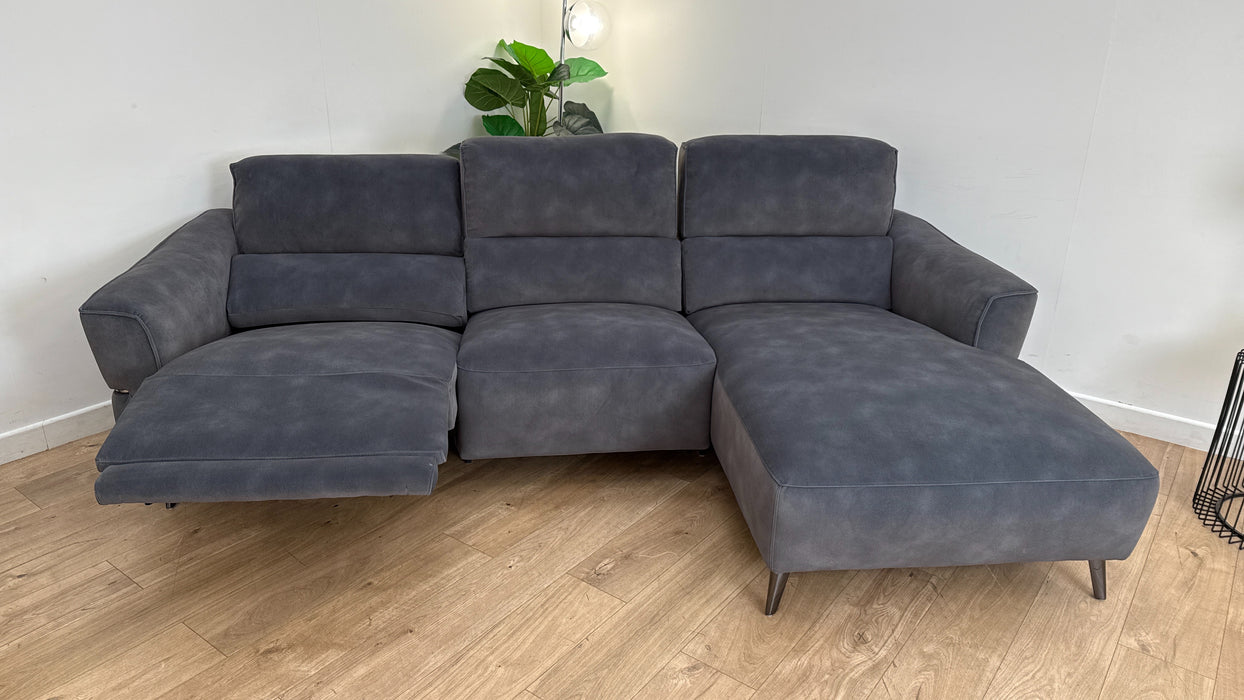 Sofology The Dakota 3 Seater Fabric Recliner Chaise in Lifestyle Mottled Charcoal