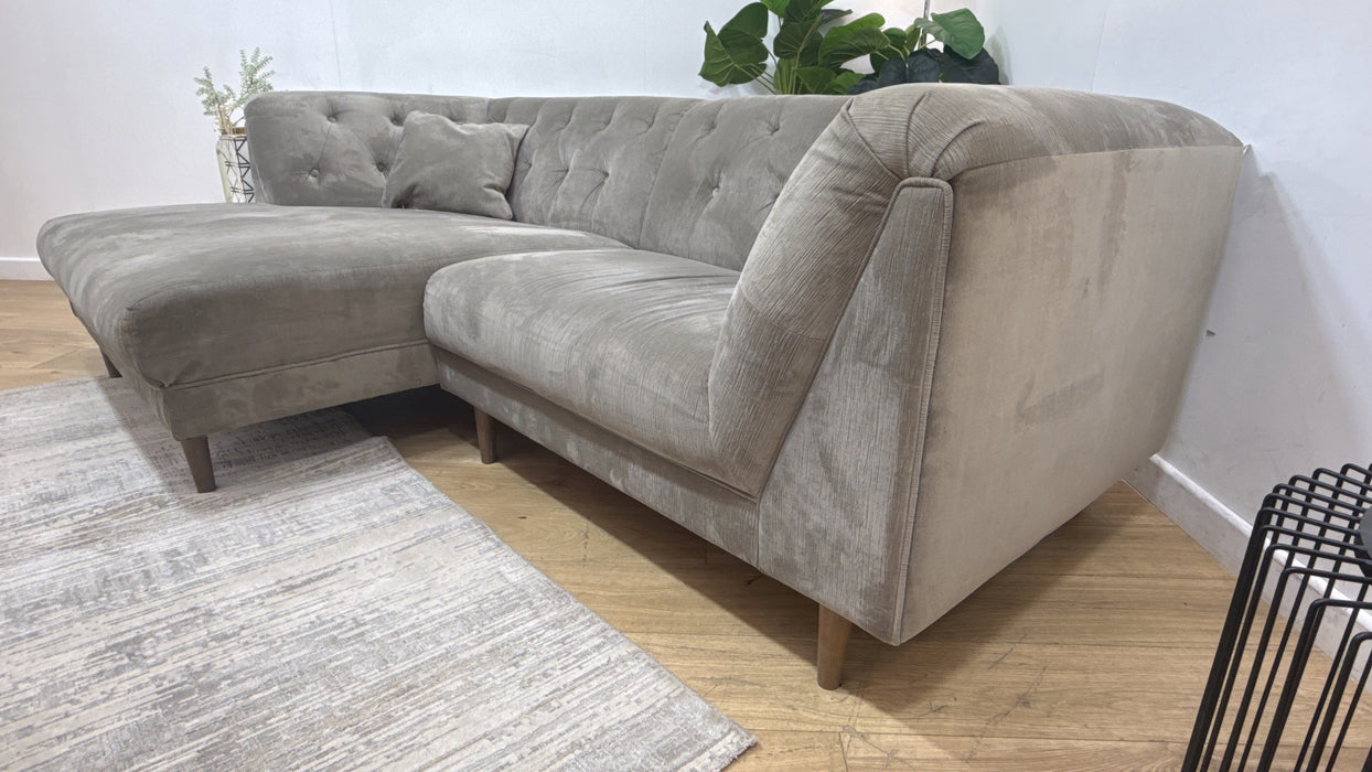 Sofology Bridgerton Fabric Chaise 4 Seater in Vader Mink