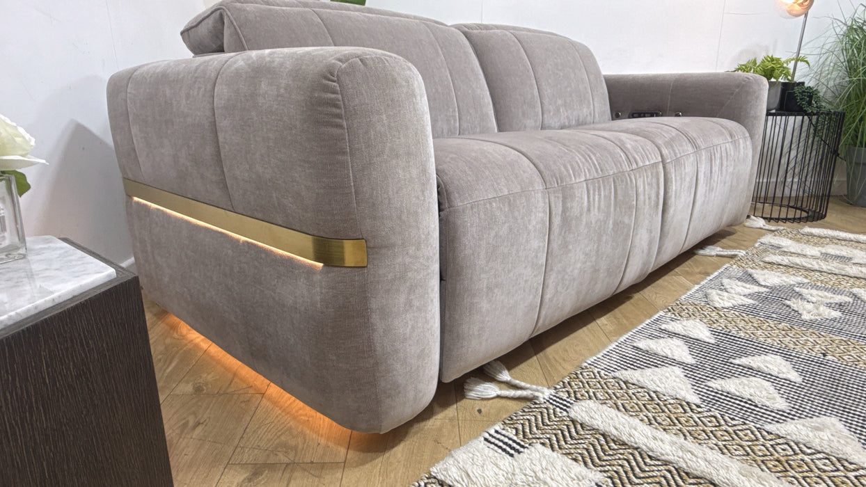 Sofology Lumiere Fabric 2.5 Seater Power Recliner/Headrest Heated Seats in Relaxed Chenille Nutmeg
