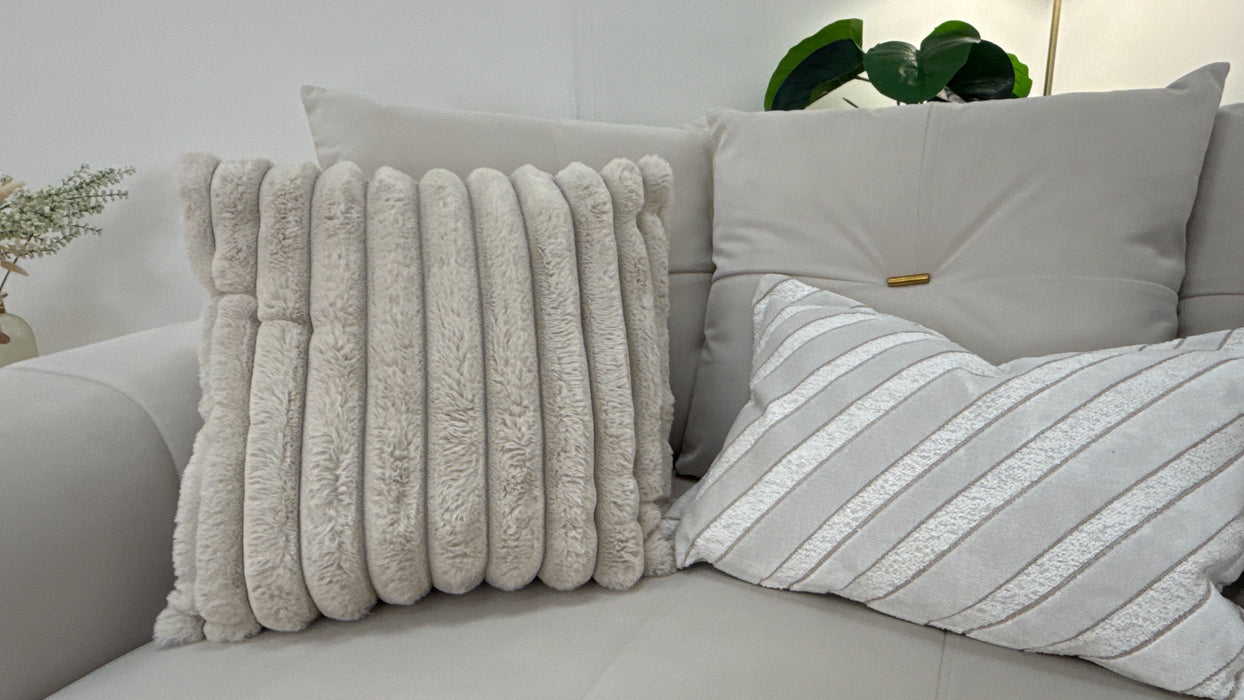 Sofology The Oscar Fabric 2 Seater with Gold Trim in Super Matt Velvet Ecru