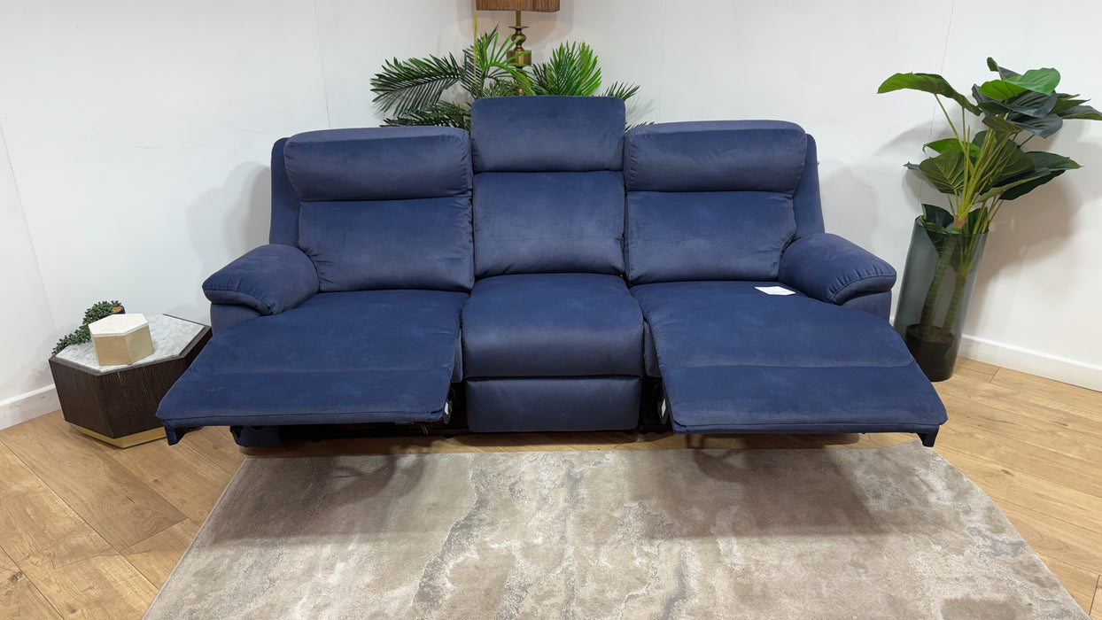 Sofology Gracie Fabric 3 Seater Power Recliner/Headrest in Lifestyle Flecked Navy