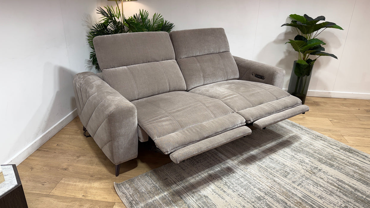 Sofology Allure Fabric 2.5 Seater Power Recliner/Headrest Heated Seats Lumbar Support in Relaxed Chenille Nutmeg