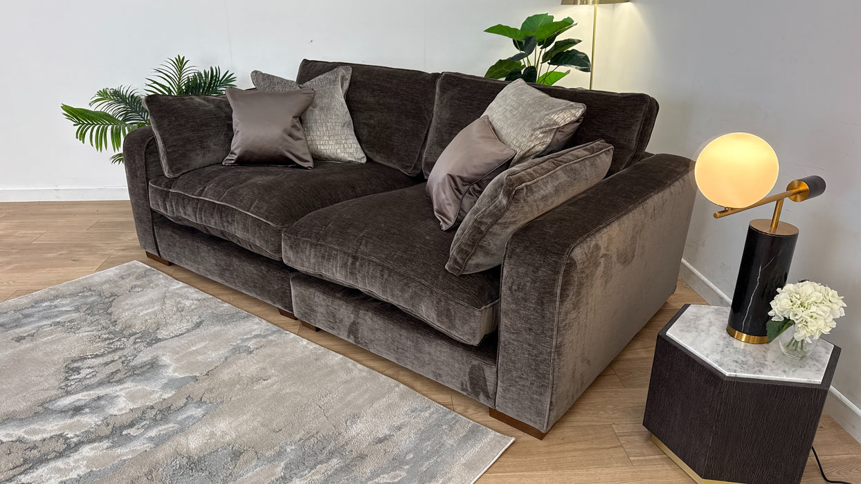 Cavalli 3 Seater Split Sofa - Fabric - Blanik Mushroom Mix