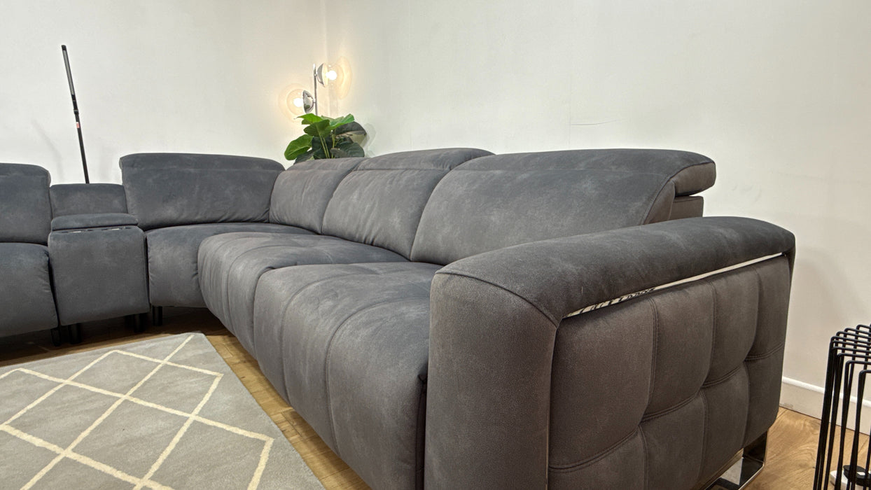 Sofology The Marvella Fabric 1.5 Console Corner 3 Power Recliner/Headrest in Lifestyle Flecked Charcoal
