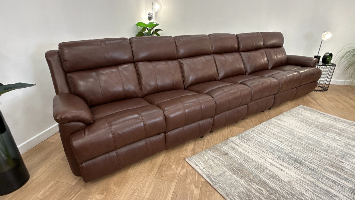 Sofology 6 Seater Leather Sofa in Trusty Sheen Chocolate