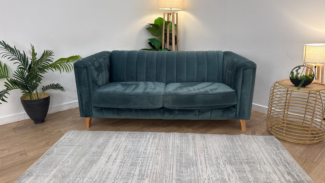 Sofology Fluted Isla Fabric 2 Seater in Velluto Azure