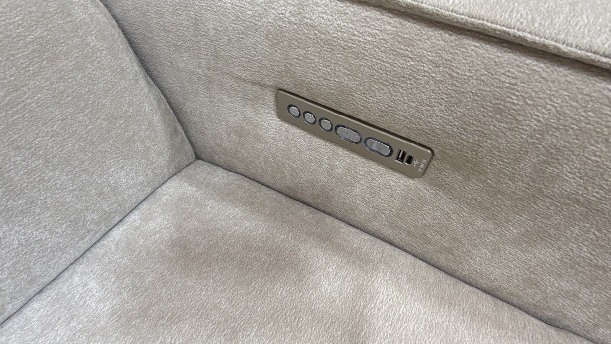 Sofology Horizon Fabric 2.5 Seater Power Recliner/Headrest in Textured Chenille Stone