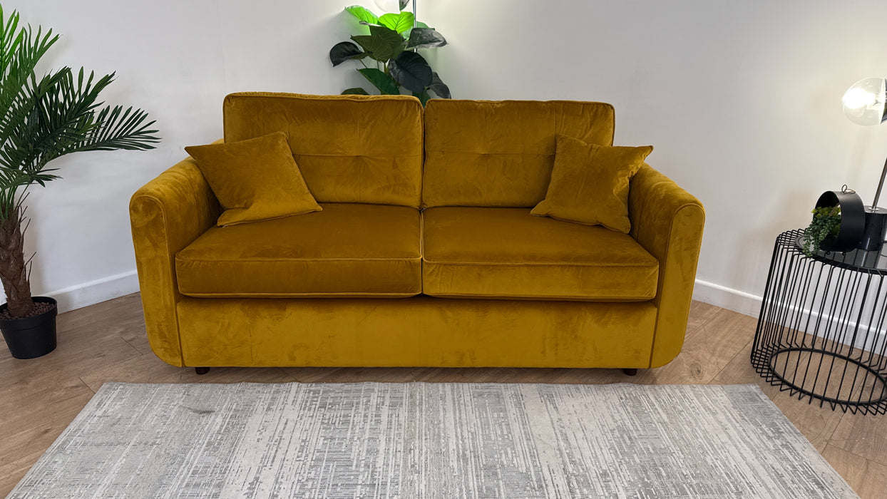Sofology Islington Fabric 3 Seater Hypnos Deluxe Sofa Bed in Sleek Mustard