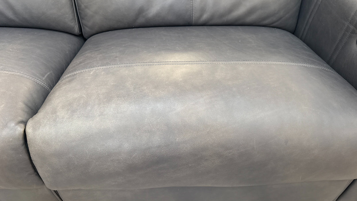 Sofology Mason Leather 3 Seater Power Recliner/Headrest in Relaxed Matt Charcoal
