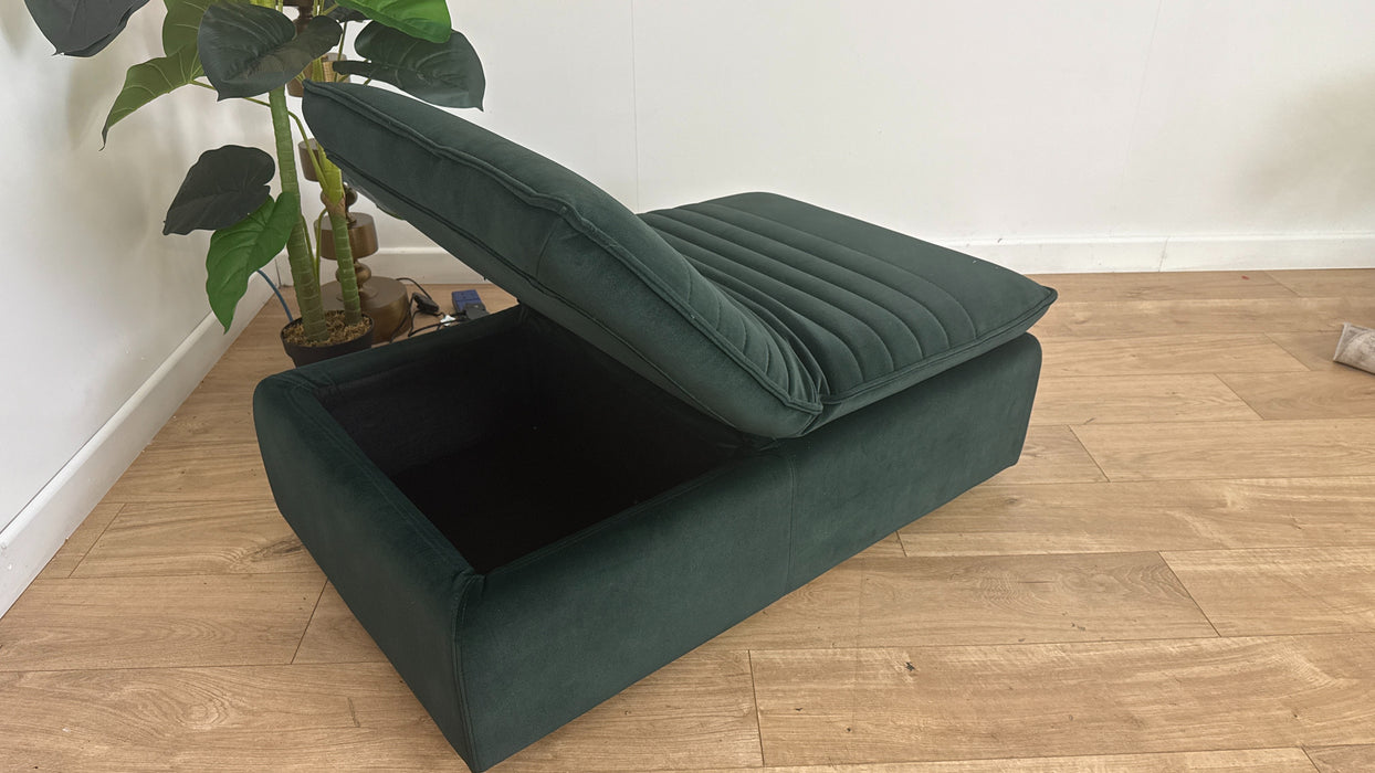 Sofology Illinois Fabric Dual Storage Footstool in Lifestyle Mottled Dark Green