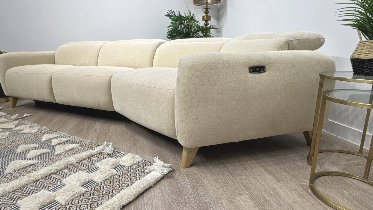 Sofology Larson 4 Seater Asymmetrical Fabric Sofa Single Power Recliner