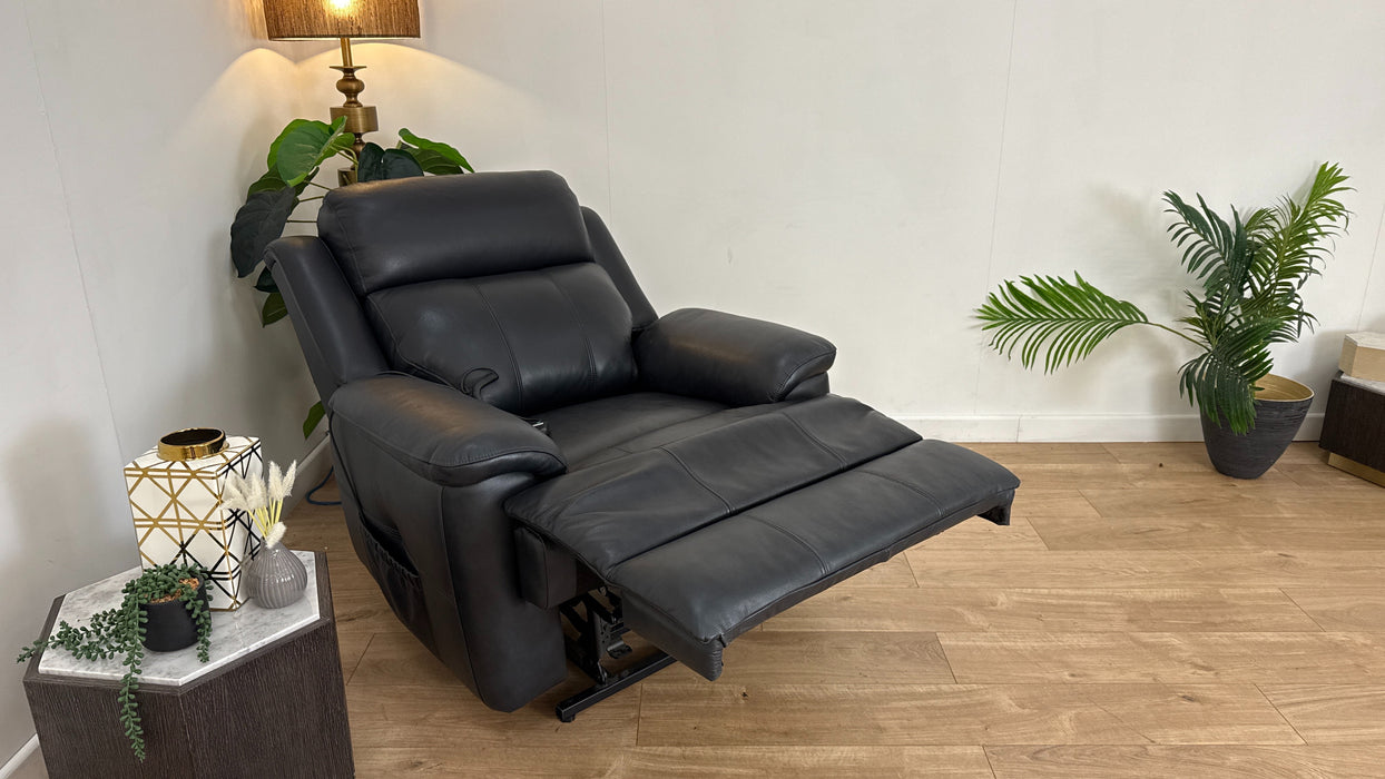 Sofology The Gracie Leather Rise & Tilt Chair in Trusty Sheen Jet Black