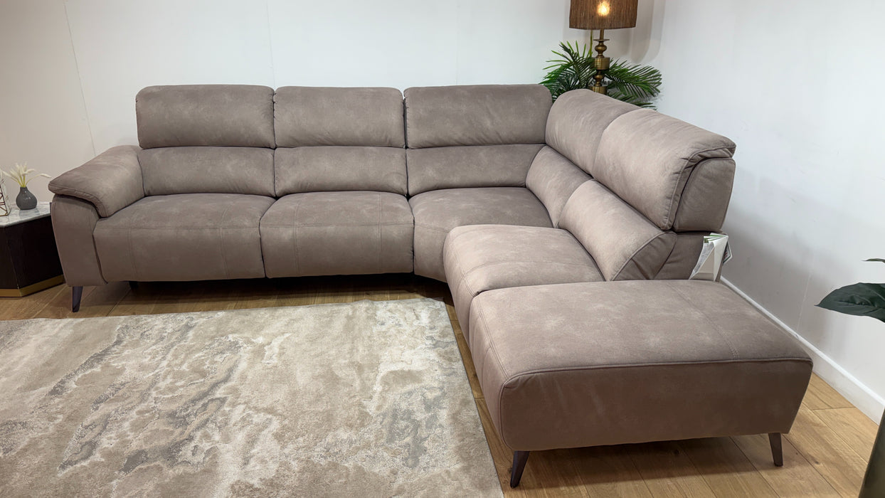 Sofology Bailey 3 Chaise Corner 3 Power Recliner In Lifestyle Flecked Fabric Nutmeg