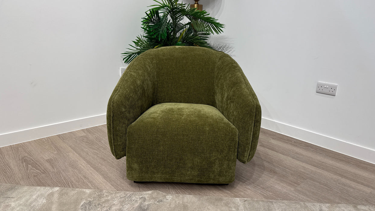 Sofology Larsen Fabric Chair in Chunky Linen Look Chenille Olive