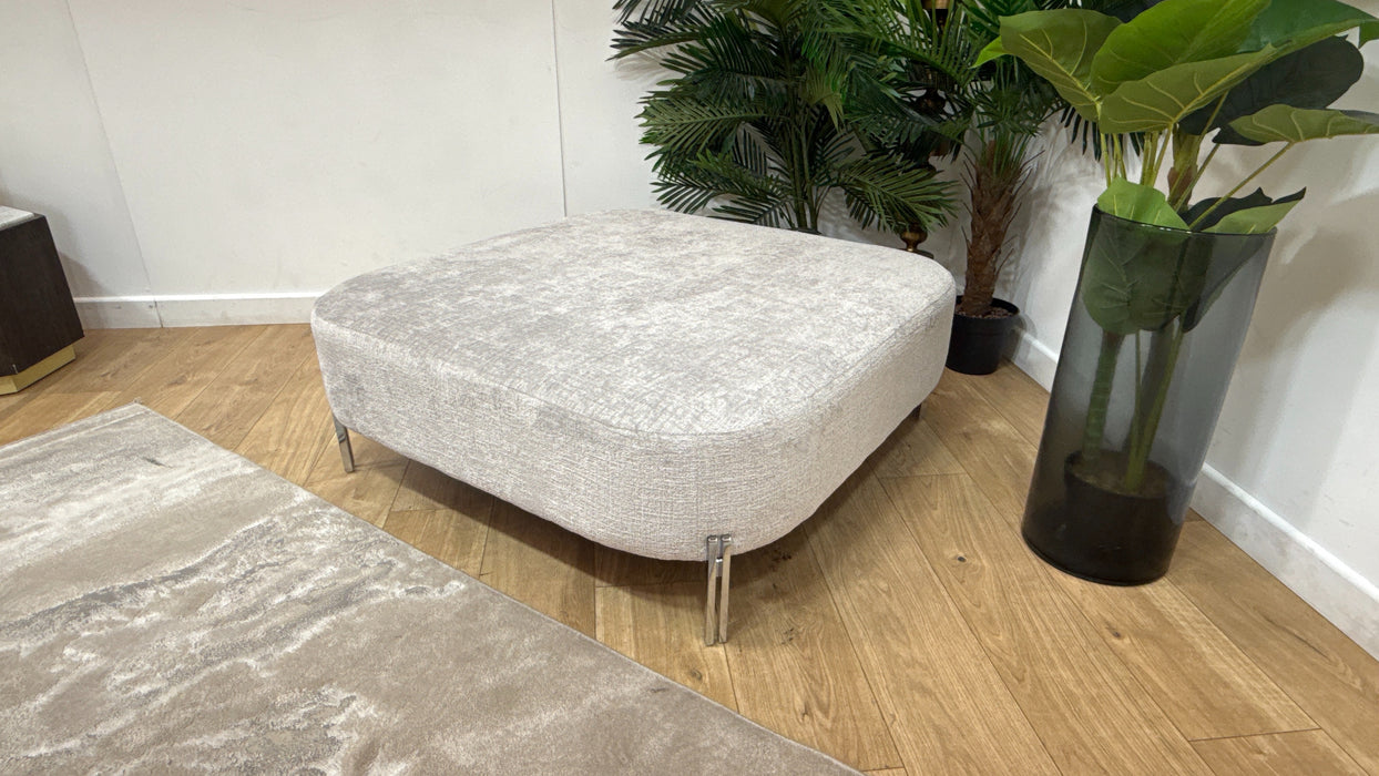 Sofology Westwood Fabric Designer Footstool in Teddy Chenille Silver