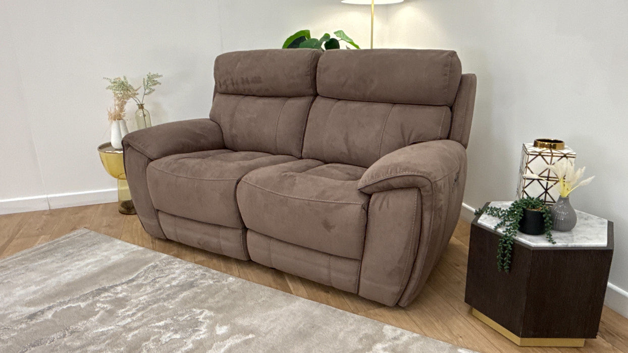Sofology Radleigh Fabric 2 Seater Power Recliner/Headrest in Lifestyle Textured Cappuccino