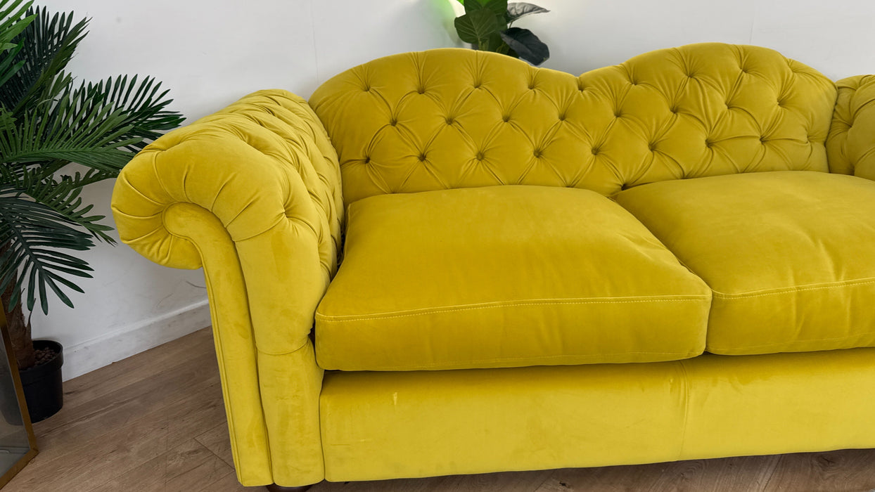 DFS The Windsor 3 Seater Fabric Sofa Bed in Velvet Yellow