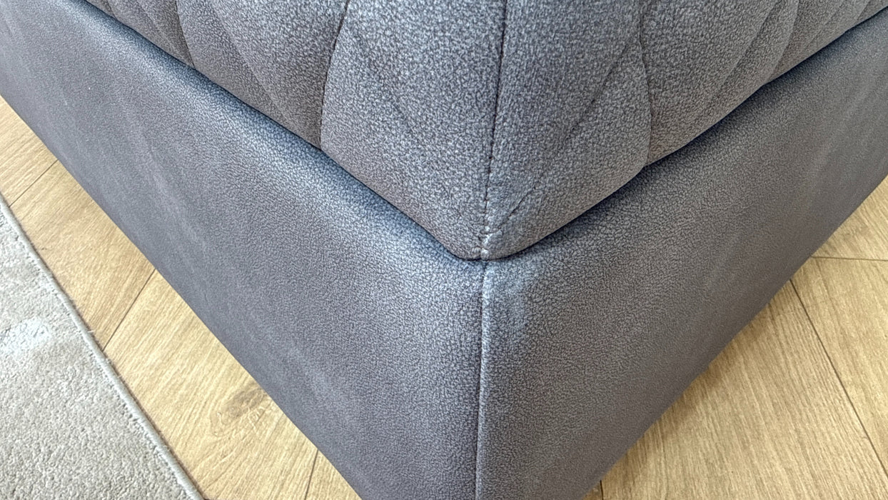 Sofology Benz Designer Leather Footstool in Lifestyle Flecked Fabric Charcoal