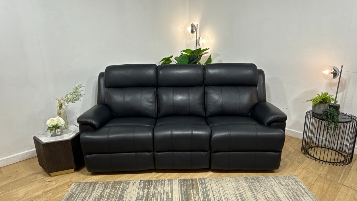 Sofology Gracie Leather 3 Seater Power Recliner/Headrest in Trusty Sheen Jet Black