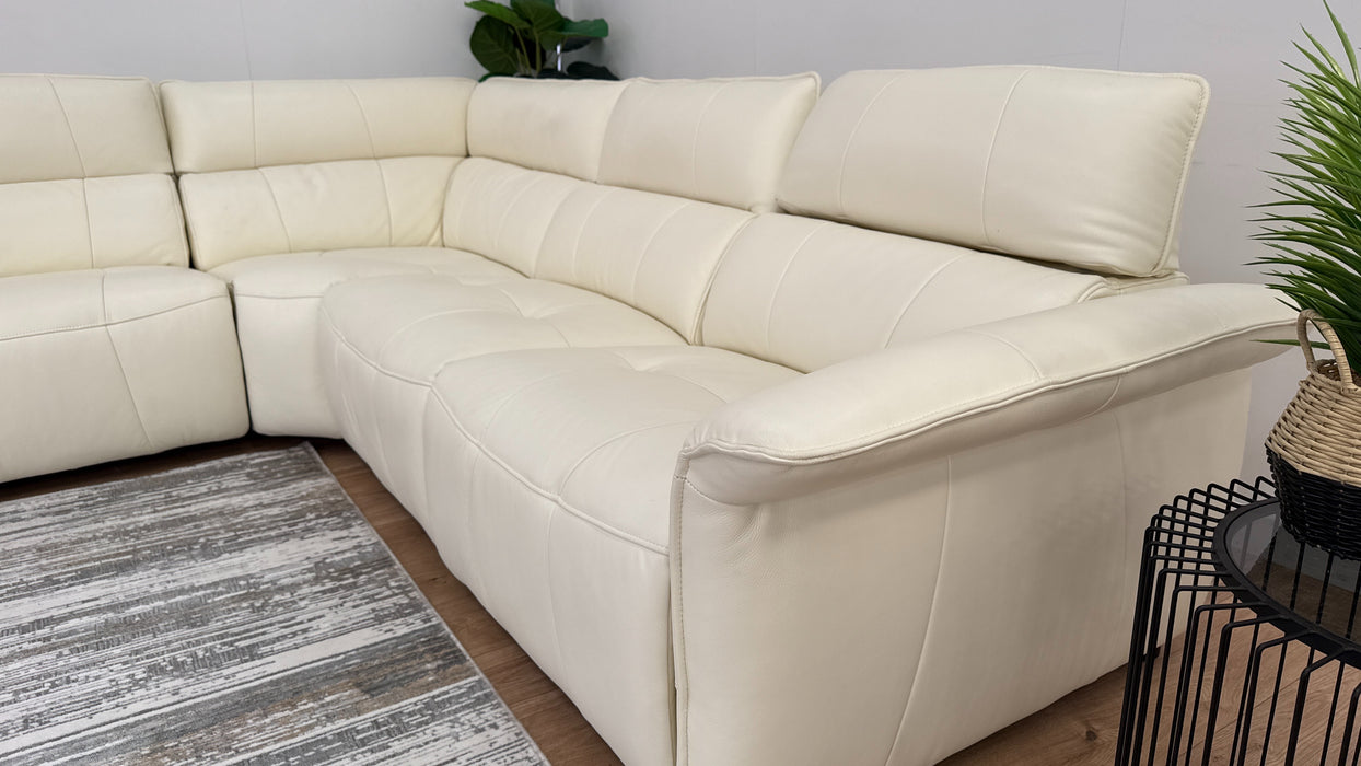 Cadenza 1 Corner 3 Sofa - Leather - Power Recliner, Power Hdrst - Trusty Sheen White