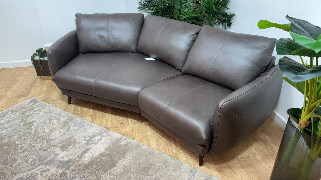Sofology Adler Leather Asymmetric 3 Seater in Relaxed Soft Black Coffee
