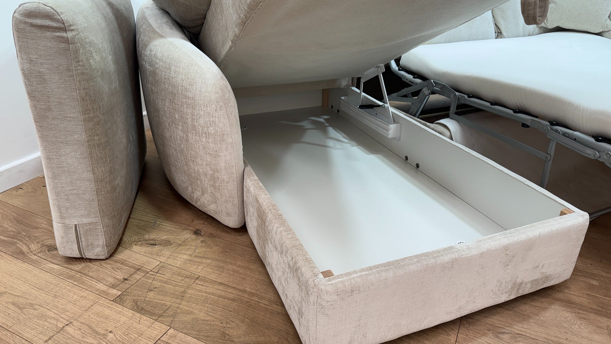 Sofology Portobello Fabric Chaise 3 Seater Sofabed Foam Seats Hybrid Pocket Mattress in Luxury Chenille Mist Mix